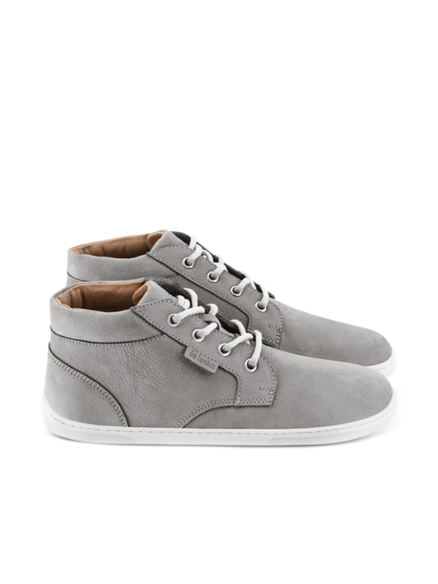 Unisex kožené barefoot kotníkové boty Be Lenka Synergy - Peble - Barva: Peble Grey, Velikost: 44
