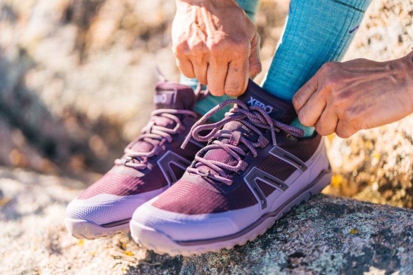 Dámské voděodolné turistické barefoot boty Xero Shoes Scrambler Trail Low WP - Plum Perfect Sage Purple - Barva: Plum Perfect Sage Purpe, Velikost: 42