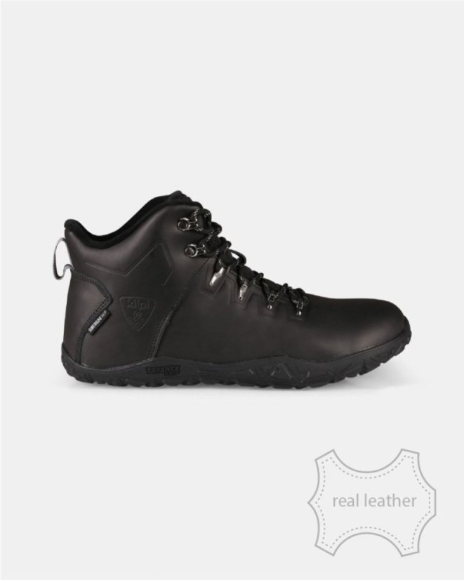 Unisex kožené voděodolné barefoot boty Kilpi Bare Leather High-U - Černá - Barva: černá bare leather, Velikost: 44
