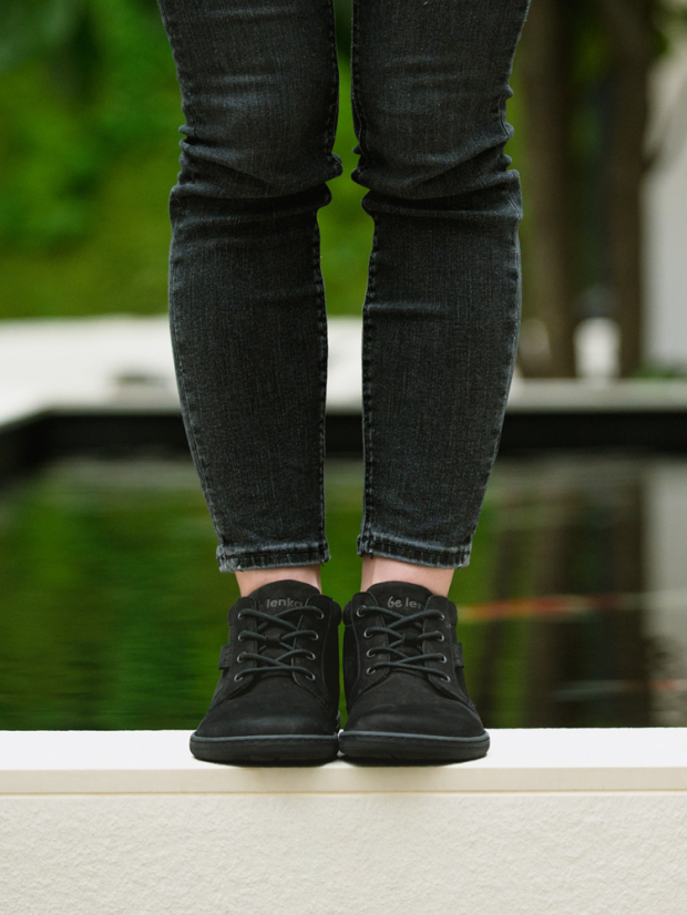 Unisex kožené barefoot kotníkové boty Be Lenka Synergy - All Black - Barva: All Black Synergy, Velikost: 42