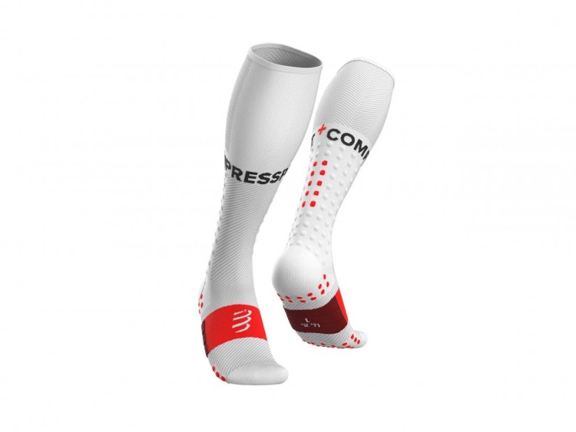 Běžecké kompresní podkolenky Compressport Full Socks Run - Bílá - Velikost: T1