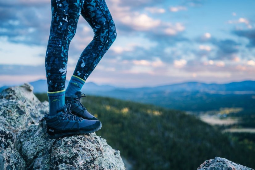 VÝPRODEJ Dámské turistické barefoot boty Xero Shoes Scrambler Trail Mid - Asphalt Black
