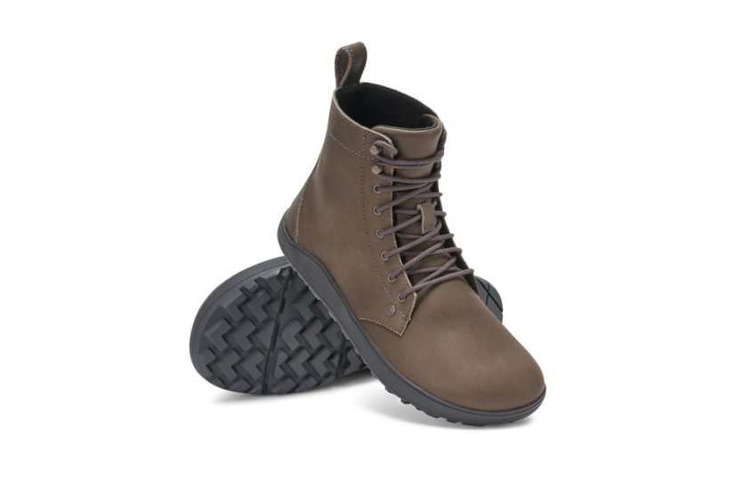 VÝPRODEJ Dámské kožené barefoot kotníkové boty Xero Shoes Breckenridge - Šedo-hnědá