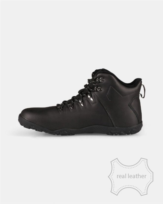 Unisex kožené voděodolné barefoot boty Kilpi Bare Leather High-U - Černá - Barva: černá bare leather, Velikost: 44