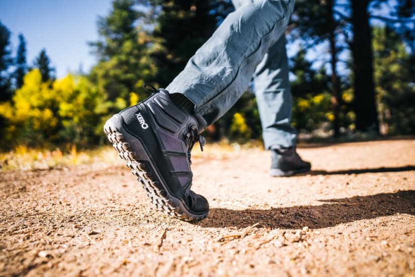 VÝPRODEJ Dámské turistické barefoot boty Xero Shoes Scrambler Trail Mid - Asphalt Black