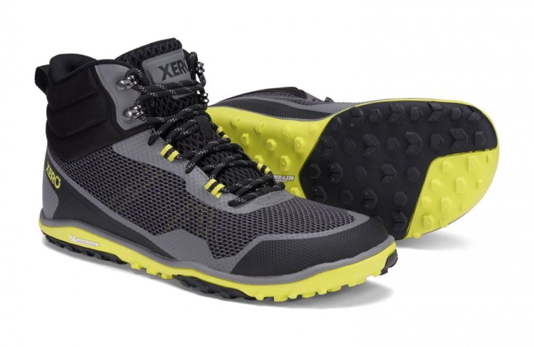 XERO Scrambler Mid MEN - pánská turistická barefoot obuv s podrážkou Michelin Fiberlite - Barva: Steel Grey Sulfur, Velikost: 44
