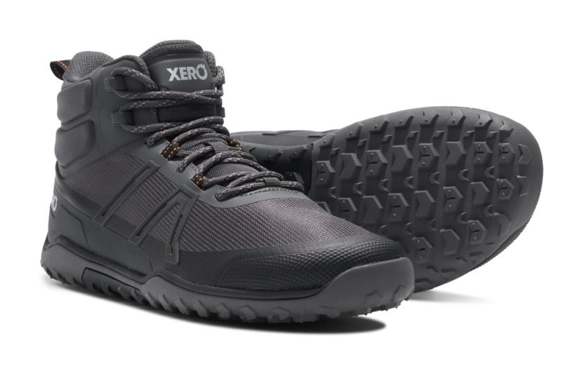 VÝPRODEJ Pánské turistické barefoot boty Xero Shoes Scrambler Trail Mid - Aspahlt Black