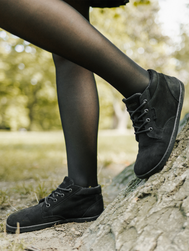 Unisex kotníkové barefoot boty Be Lenka Synergy Fleece - All Black - Barva: All Black Fleece, Velikost: 37