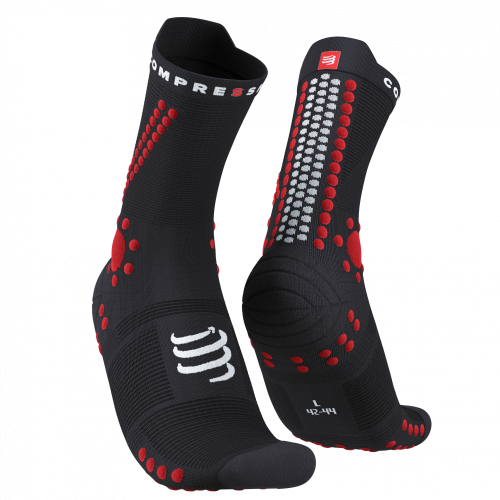 COMPRESSPORT Běžecké ponožky PRS V4.0 TRAIL - Barva: Černá-červená, Velikost: T1