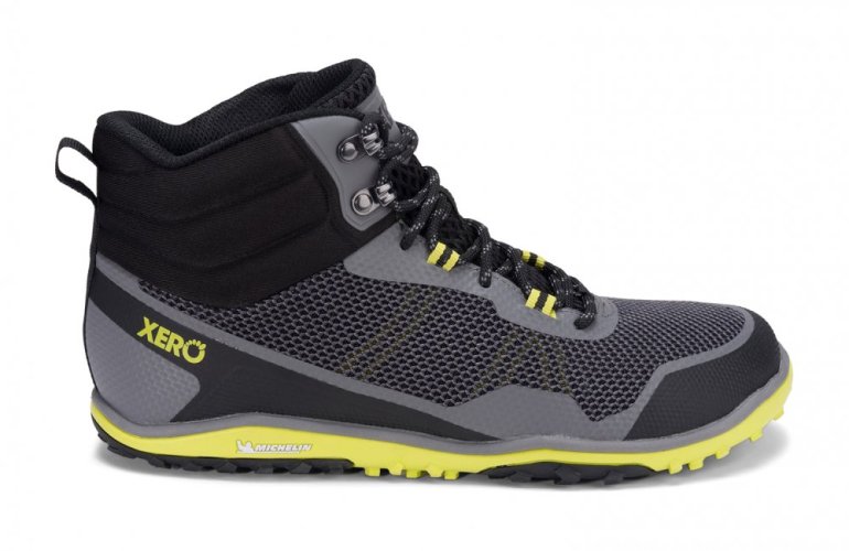 XERO Scrambler Mid MEN - pánská turistická barefoot obuv s podrážkou Michelin Fiberlite - Barva: Steel Grey Sulfur, Velikost: 44