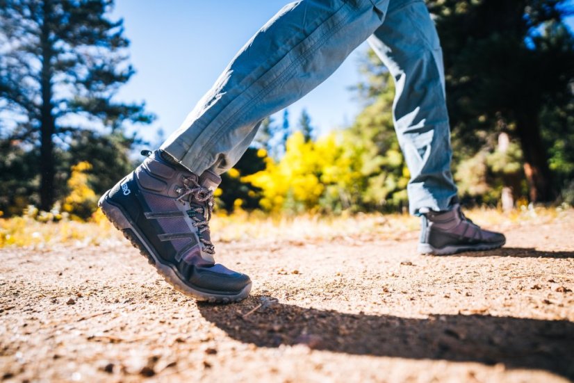 VÝPRODEJ Pánské turistické barefoot boty Xero Shoes Scrambler Trail Mid - Aspahlt Black
