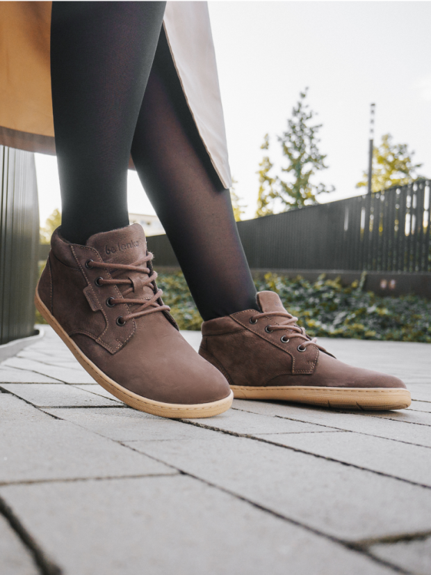 Unisex kotníkové barefoot boty Be Lenka Synergy Fleece - Chocolate a Beige - Barva: Chocolate a Beige Synergy, Velikost: 42