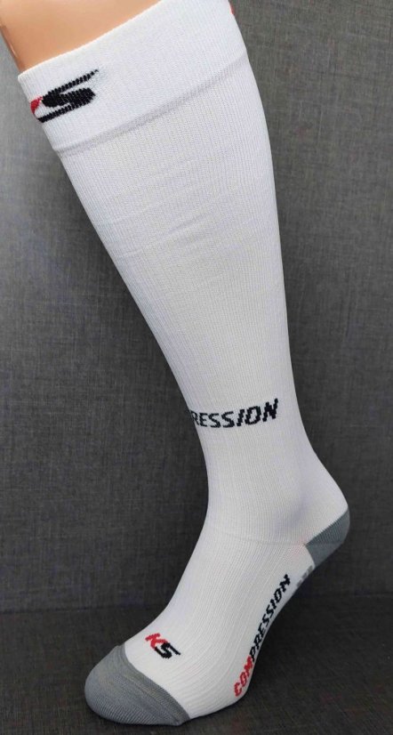 KS Compression - běžecké kompresní podkolenky - Barva: Bílá, Velikost: 39-41