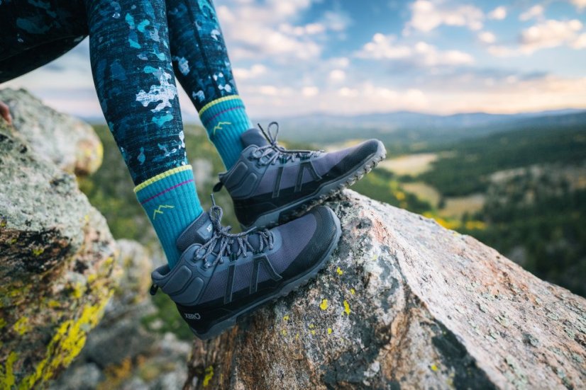 VÝPRODEJ Dámské turistické barefoot boty Xero Shoes Scrambler Trail Mid - Asphalt Black